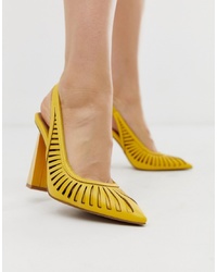 ASOS DESIGN Pascha Cut Out Sling Back High Heels In Yellow