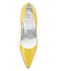 Roger Vivier Patent Leather Point Toe Pump Yellow