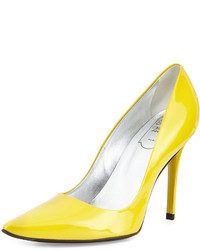 Roger Vivier Patent Leather Point Toe Pump Yellow