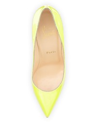 Christian Louboutin Pigalle Follies Patent 100mm Red Sole Pump Yellow