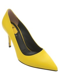 Fendi Yellow Leather Decollete Pointed Toe Stiletto Pumps