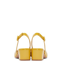 Gianvito Rossi Yellow Patent Cube Heels