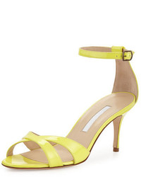 Manolo Blahnik Callre Crisscross Patent 70mm Sandal Yellow
