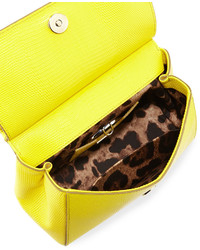 Dolce & Gabbana Miss Sicily Medium Lizard Stamped Satchel Bag Yellow