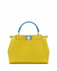 Fendi Peekaboo Mini Bicolor Satchel Bag Yellow