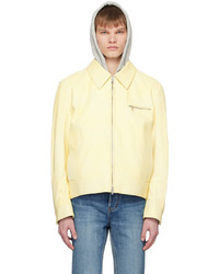 Yellow Leather Shirt Jacket