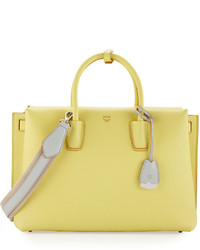 MCM Milla Large Leather Tote Bag Custard Yellow