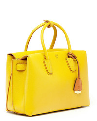 MCM Milla Medium Leather Tote Bag Sahara Yellow