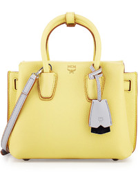 MCM Milla Mini Leather Tote Bag Yellow