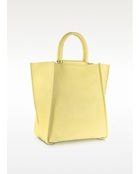 Jil Sander Minimal Tote In Pale Yellow Leather