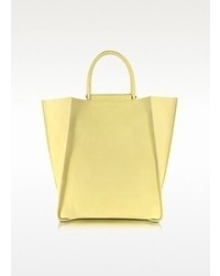 Jil Sander Minimal Tote In Pale Yellow Leather