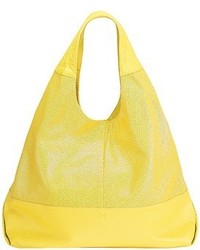 Mofe Halcyon Perforated Leather Triangular Tote Style Shoulder Bag With Interior Zip Center Divide
