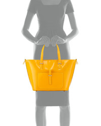 Neiman Marcus Made In Italy Tonal Pocket Leather Tote Bag Yellow