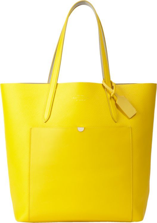 Smythson Panama Tote Yellow, $995 | Barneys New York | Lookastic.com