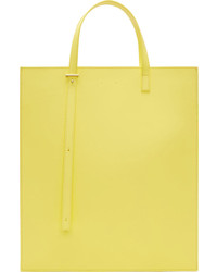Pb 0110 Yellow Matte Leather Structured Tote Bag