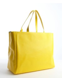 Saint Laurent Canary Yellow Leather Oversized Large Tote With Pouchette