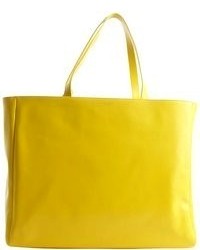 Saint Laurent Canary Yellow Leather Oversized Large Tote With Pouchette