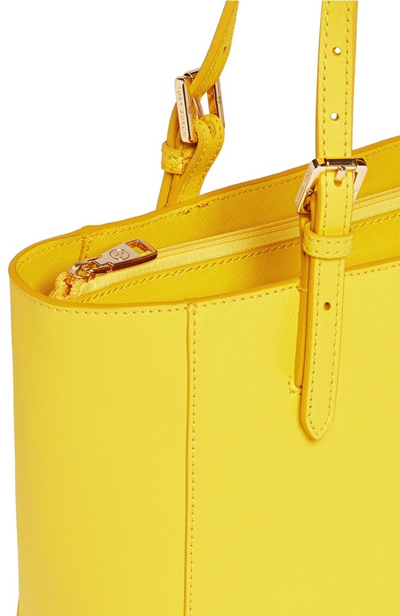 Tory Burch Women's Yellow 'york' Small Leather Buckle Tote