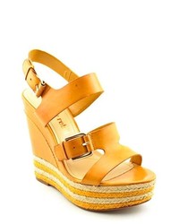 Luxury Rebel Nelly Yellow Open Toe Leather Wedge Sandals Shoes