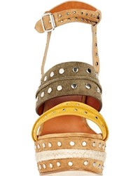 Lanvin Studded Platform Wedge Sandals