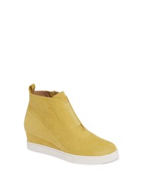 Yellow Leather Wedge Sneakers