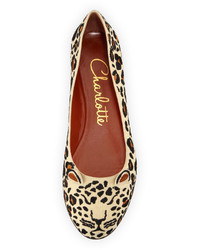 Charlotte Olympia Feral Leopard Embroidered Flat Sunshine Yellowmulti
