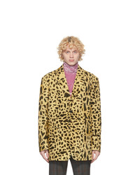 Yellow Leopard Corduroy Blazer