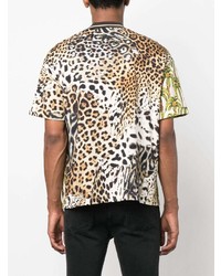 Roberto Cavalli Leopard Print Panel T Shirt