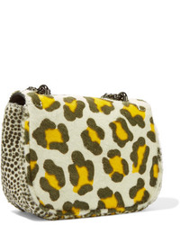 Hill & Friends Happy Tweency Leopard Print Calf Hair Shoulder Bag Yellow