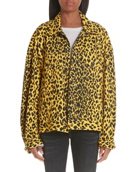 Yellow Leopard Denim Jacket