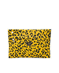Yellow Leopard Leather Clutch