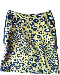 Yellow Leopard Pencil Skirt