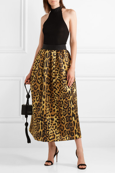 Adam Lippes Pleated Leopard Print Duchesse Satin Maxi Skirt, $660 | NET ...