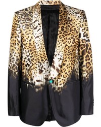 Yellow Leopard Silk Blazer