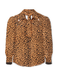 PushBUTTON Leopard Print Silk Shirt
