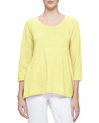Eileen Fisher 34 Sleeve Linen Jersey Top Plus Size
