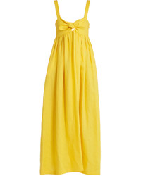 Yellow Linen Midi Dress