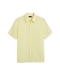 Theory Irving Slim Fit Short Sleeve Button Up Linen Shirt