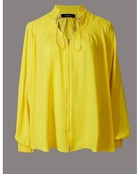 Marks and Spencer Pleated V Neck Long Sleeve Blouse