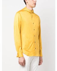 Kiton Long Sleeve Hooded Cotton Shirt