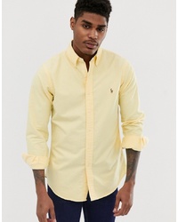 Polo Ralph Lauren Multi Player Logo Oxford Shirt Slim Fit In Yellow