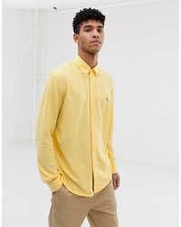 Polo Ralph Lauren Player Logo Pique Shirt Slim Fit In Yellow