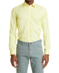 Canali Regular Fit Button Up Shirt In Yellow At Nordstrom