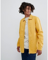 ASOS DESIGN Zip Through Overshirt In Yellow