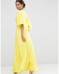 Asos Deep Plunge Cape Sleeve Maxi Dress