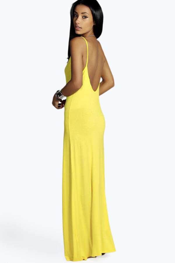 yellow low back dress