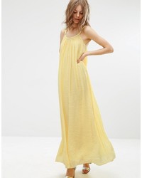 Suncoo Ropeneck Maxi Dress In Yellow