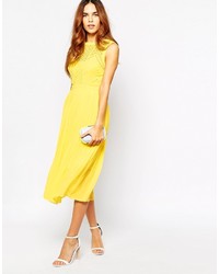 warehouse yellow lace dress