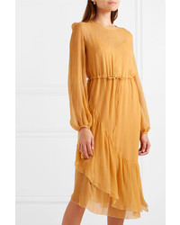 See by Chloe Med Tiered Crinkled Crepon Midi Dress