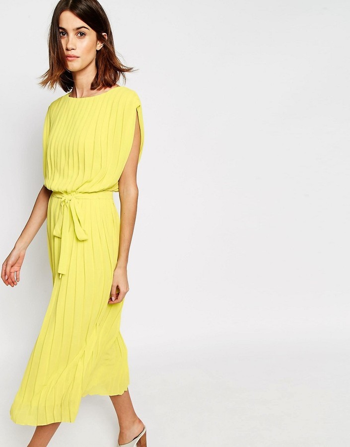 Warehouse yellow 2024 midi dress